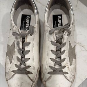 Golden Goose Silver and Gray Sneakers